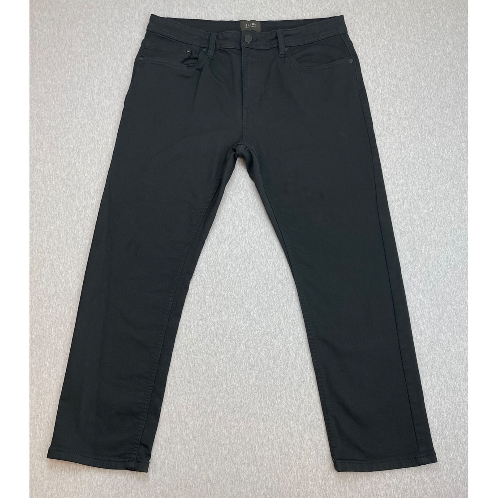 Jachs Pants Mens 34 x 29 Black Cotton Blend Stretch Straight